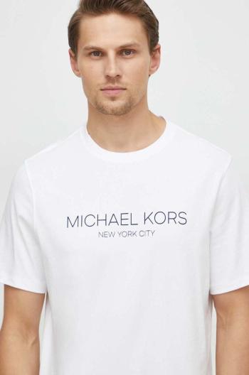 Bavlněné tričko Michael Kors bílá barva, s potiskem