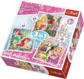 TREFL Puzzle Disney princezny se zvířecími přáteli 3v1 (20,36,50 dílků)