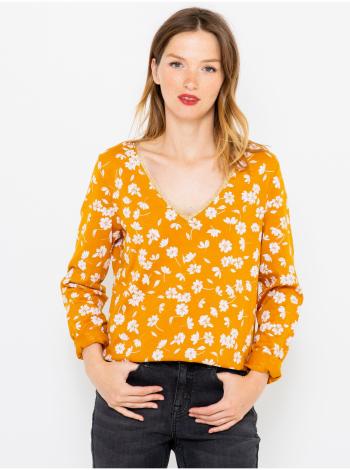 Hořčicové květované tričko CAMAIEU