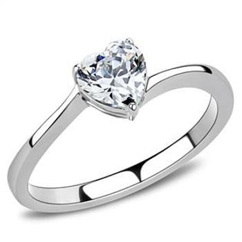 Šperky4U Ocelový prsten se srdíčkovým zirkonem - velikost 54 - AL-0038-54