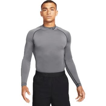 Nike NP DF TIGHT LS MOCK M Pánské tréninkové triko, šedá, velikost S
