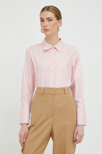 Bavlněné tričko Marella růžová barva, regular, s klasickým límcem