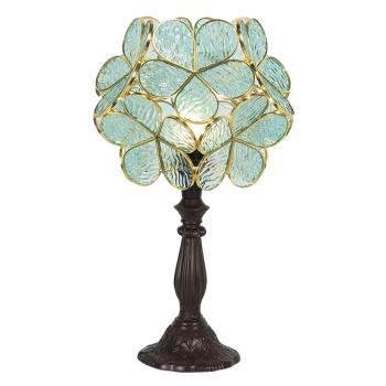 Modrá stolní lampa Tiffany Bloom - 21*21*38 cm 5LL-6066