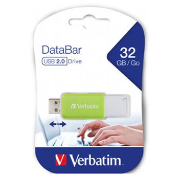 Verbatim USB flash disk, USB 2.0, 32GB, DataBar, zelený, 49454, pro archivaci dat