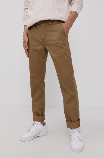 Kalhoty Vans pánské, hnědá barva, jednoduché