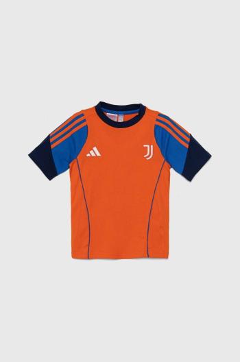 Dětské bavlněné tričko adidas Performance JUVE TEEY oranžová barva, s aplikací, IS5806