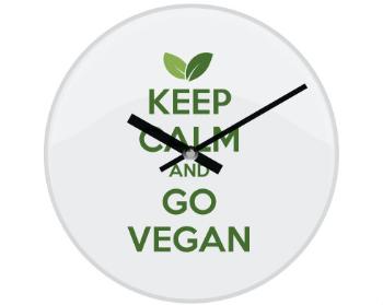 Hodiny skleněné Keep calm and Go Vegan