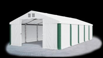Garážový stan 5x10x3m střecha PVC 560g/m2 boky PVC 500g/m2 konstrukce ZIMA Bílá Bílá Zelené