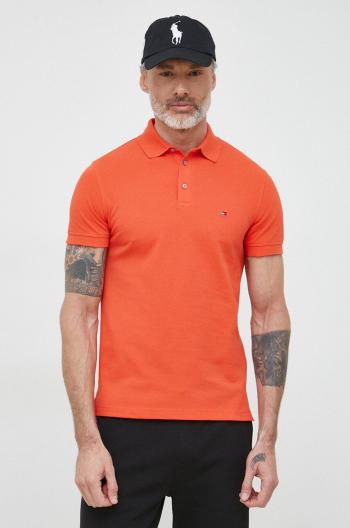 Bavlněné polo tričko Tommy Hilfiger oranžová barva