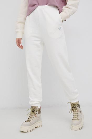 Bavlněné kalhoty Reebok Classic HB8629 dámské, krémová barva, hladké