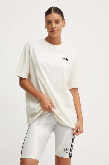 Bavlněné tričko The North Face W S/S Essential Oversize Tee béžová barva, NF0A87NQQLI1