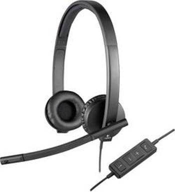 Headset k PC s USB stereo, na kabel Logitech H570e přes uši černá