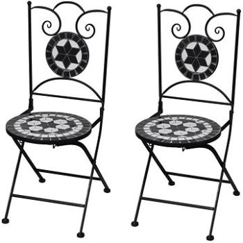 Skládací bistro židle 2 ks keramické černé a bílé 41533 (41533)