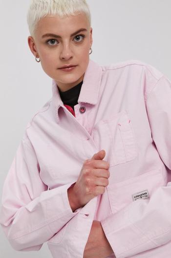 Bunda Converse dámská, růžová barva, přechodná, oversize