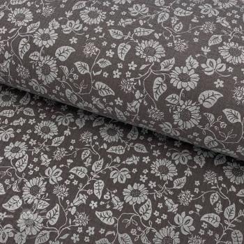 Dvojitá gázovina/mušelín Paisley flowers dark grey