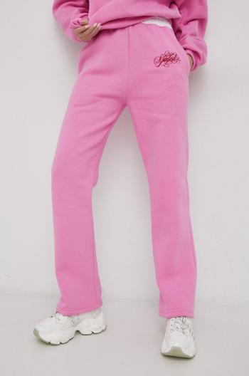 Kalhoty Local Heroes dámské, růžová barva, hladké
