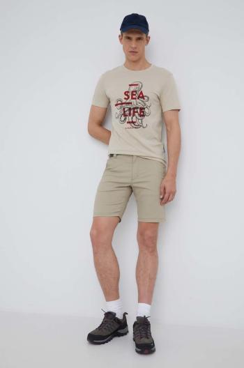 Bavlněné tričko Outhorn béžová barva, s potiskem