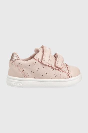Dětské kožené sneakers boty Geox růžová barva