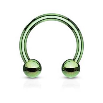 Šperky4U Piercing podkova, barva zelená - PV1001G-161044