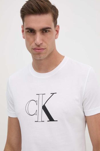 Bavlněné tričko Calvin Klein Jeans bílá barva, s potiskem, J30J325678