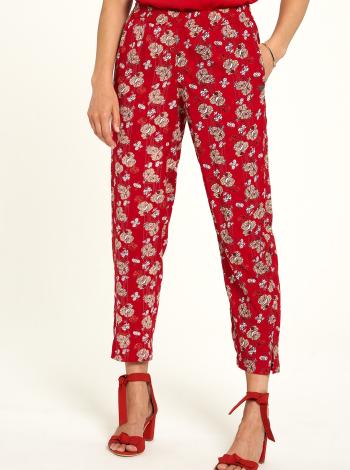 Červené květované zkrácené kalhoty Tranquillo