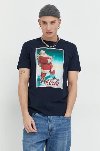 Bavlněné tričko Produkt by Jack & Jones x Coca-Cola tmavomodrá barva, s potiskem