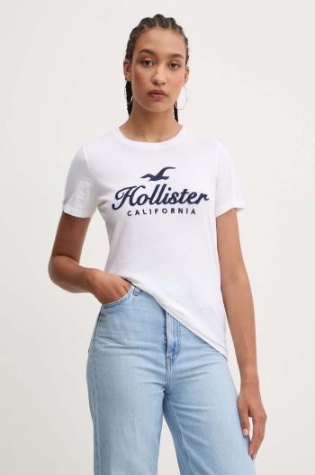 Bavlněné tričko Hollister Co. bílá barva, KI357-3284