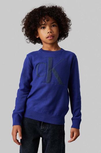 Dětský svetr Calvin Klein Jeans tmavomodrá barva, lehký, IB0IB02152