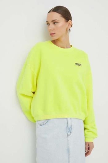 Mikina American Vintage SWEAT ML COL ROND dámská, zelená barva, hladká, IZU03AE24