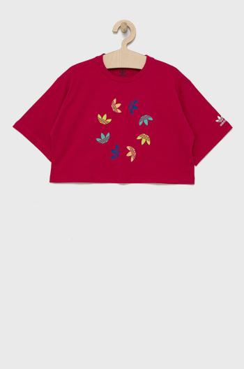 Dětské bavlněné tričko adidas Originals HE4776 růžová barva