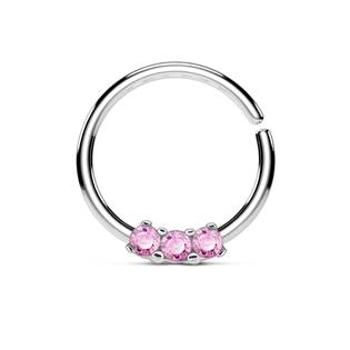 Šperky4U Piercing do nosu/ucha kruh s růžovými zirkony - N01169-P