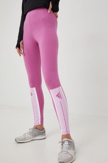 Legíny adidas dámské, růžová barva, s potiskem