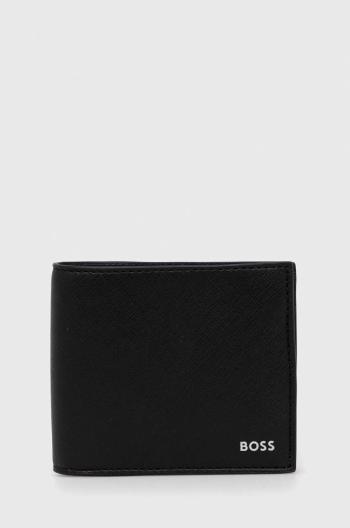 Kožená peněženka BOSS černá barva