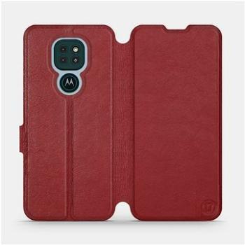 Kožené flip pouzdro na mobil Motorola Moto G9 Play - Tmavě červené -  Dark Red Leather (5903516382873)