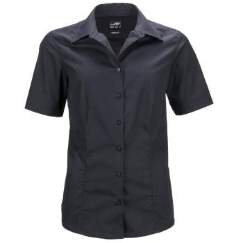 James & Nicholson Dámská košile s krátkým rukávem JN643 - Černá | XL