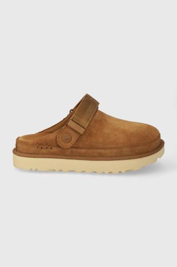 Semišové papuče UGG Goldenstar Clog hnědá barva, 1138252