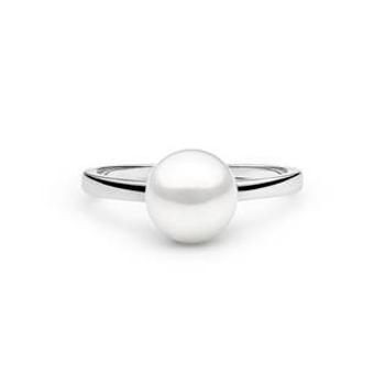 GAURA Stříbrný prsten s bílou perlou - velikost 53 - GA4007W-54