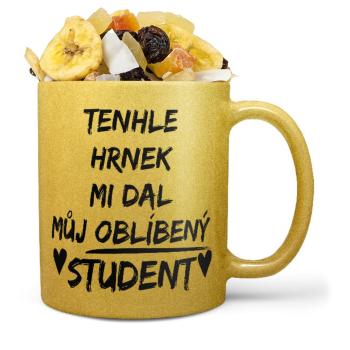 Hrnek Oblíbený student (zlatý) (Náplň hrníčku: Tropická směs)