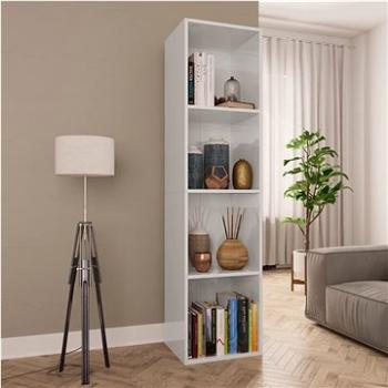 Knihovna/TV skříň bílá vysoký lesk 36 x 30 x 143 cm dřevotříska (800150)