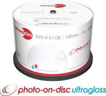 DVD-R 4.7 GB Primeon 2761207, s potiskem, povrch s vysokým leskem, vodotěsný, odolné vůči otěru, 50 ks, vřeteno