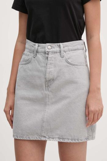 Džínová sukně Pepe Jeans MINI SKIRT HW CLOUD šedá barva, mini, áčková, PL901136