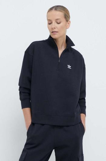 Mikina adidas Originals Essentials Halfzip Sweatshirt dámská, černá barva, hladká, IU2711