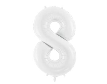 PartyDeco Balónek fóliový narozeninové číslo 8 bílý 86 cm