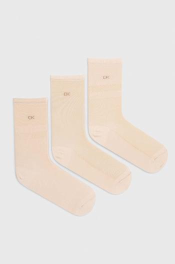 Ponožky Calvin Klein 3-pack dámské, béžová barva
