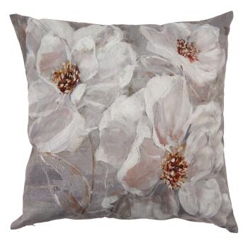 Povlak na polštář s bílými malovanými květy Magnolie - 45*45 cm KT021.291