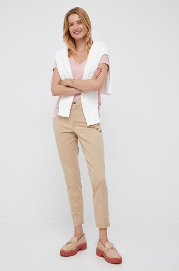 Kalhoty Polo Ralph Lauren dámské, béžová barva, přiléhavé, high waist