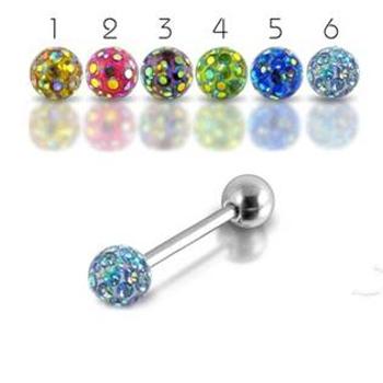 NUBIS® Piercing do jazyka s krystaly Crystals From Swarovski - PJ01211-03