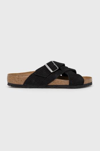 Kožené pantofle Birkenstock Lugano pánské, černá barva