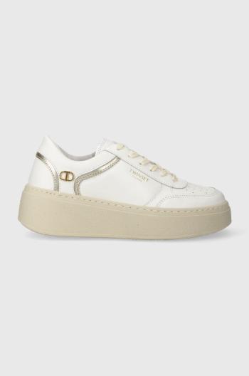 Kožené sneakers boty Twinset bílá barva, 241TCP060