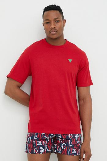 Bavlněné tričko Guess červená barva, s aplikací